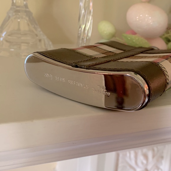 6oz silver flask plaid stainless steel - Picture 3 of 5